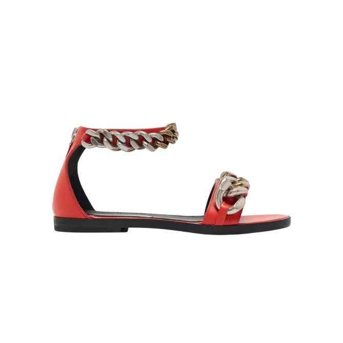 Stella McCartney - Orange Faux Leather Falabella Flat Sandals